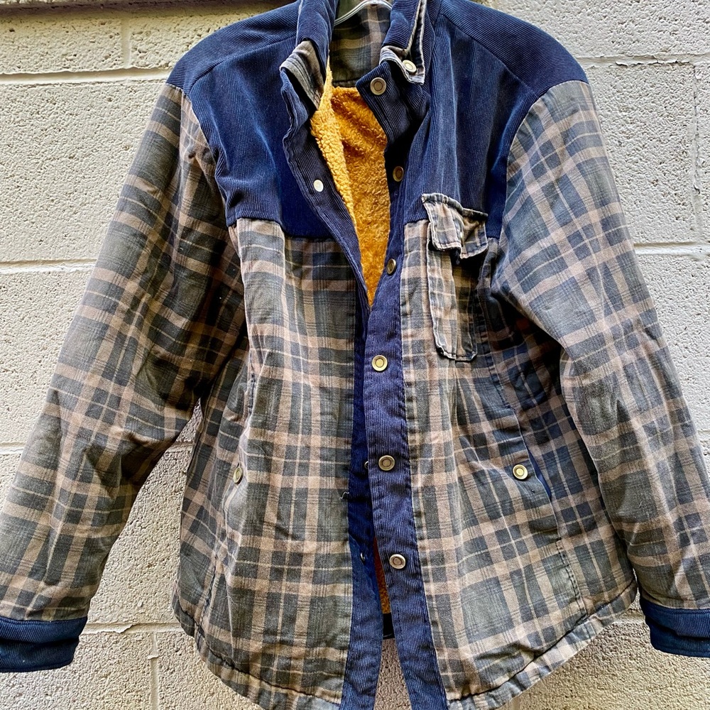 Men's Plaid Jacket in Blue and Gray